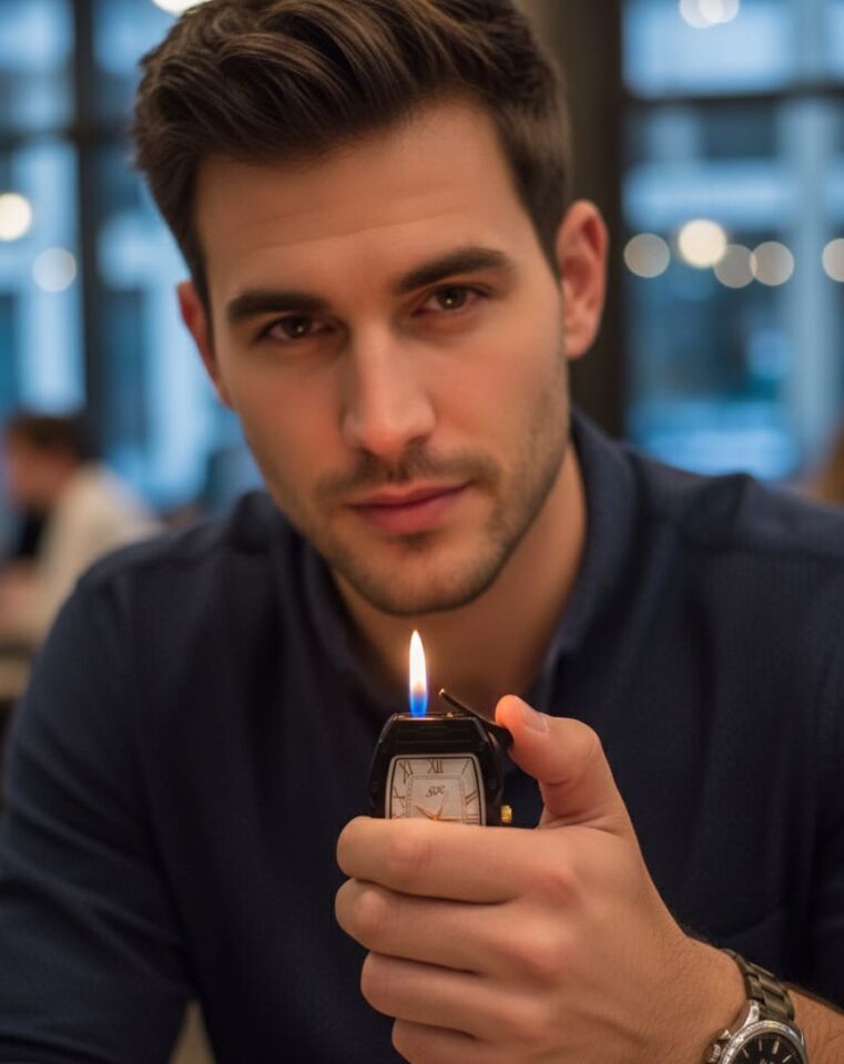 SUR Roma Rakamlı Quartz Saatli Rüzgar Geçirmez Metal Çakmak